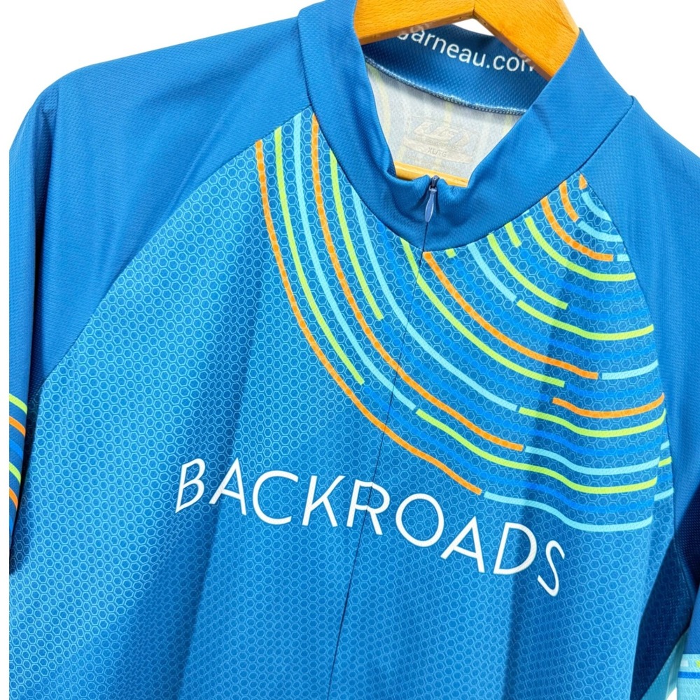 Louis Garneau Cycling Jersey Men XL Blue Backroads Short Sleeve Partial Zip Top